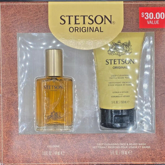 Stetson Original Cologne & Deep Cleansing Face & Beard Wash Set Brand NEW