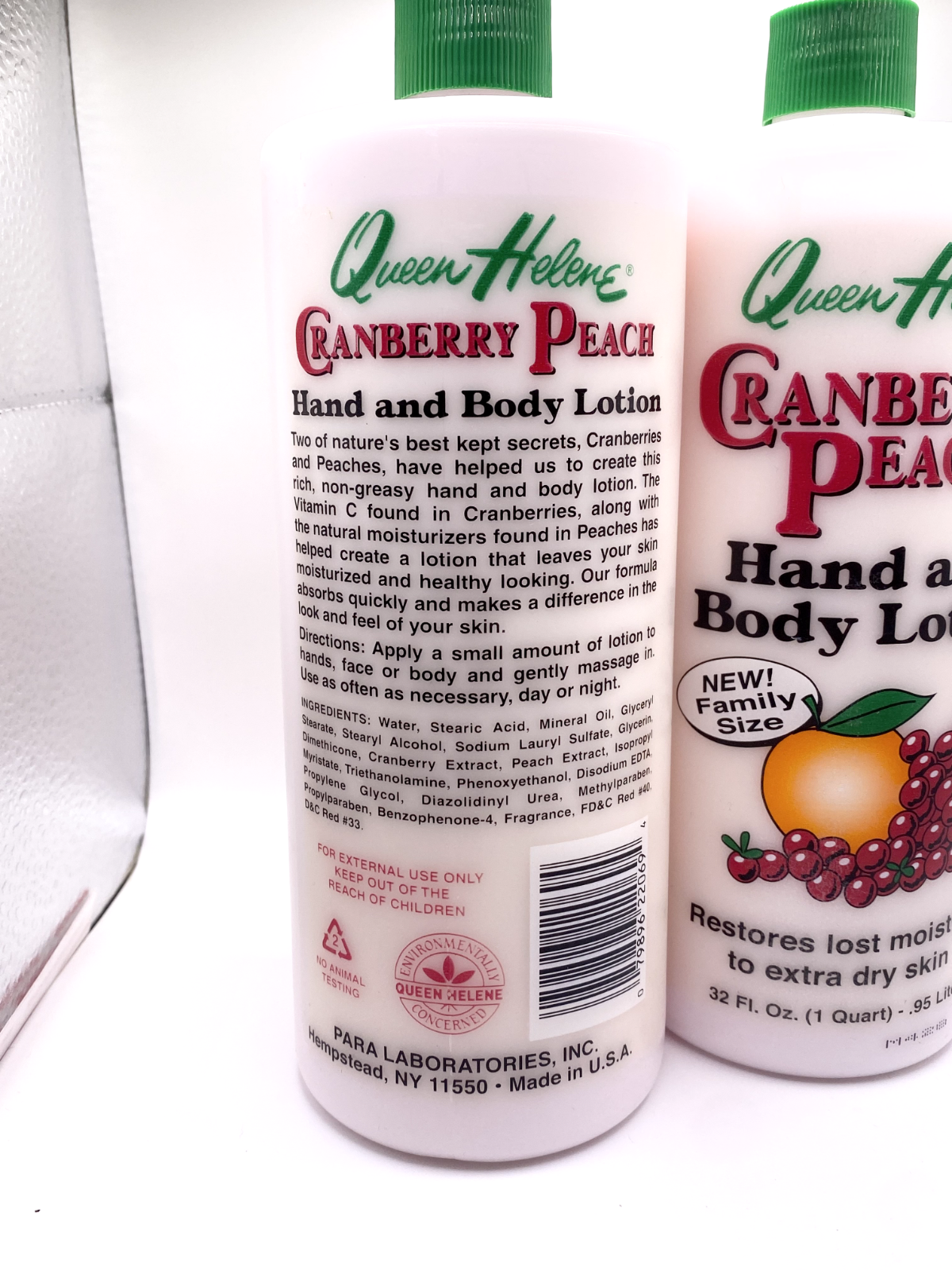 (2) Queen Helene Cranberry Peach Hand & Body Lotion Restores Moisture 32 oz