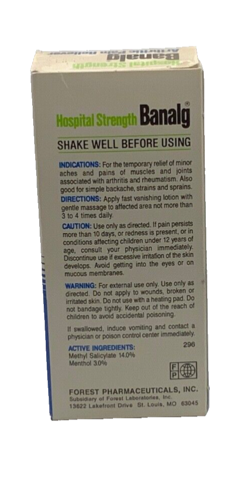BANALG Hospital Strength Arthritic Pain Reliever arthritis NOS 2fl oz HTF
