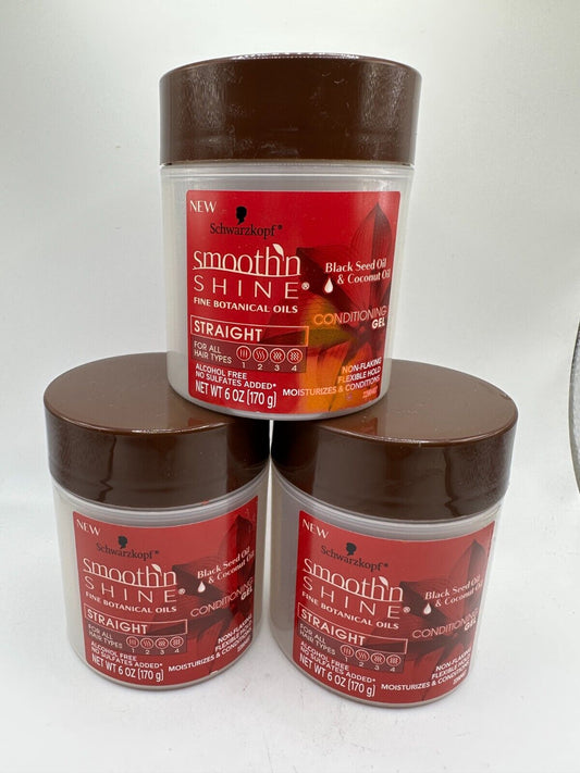 (3) Smooth N Shine Straight Gel Conditioning 6 Ounce Jar