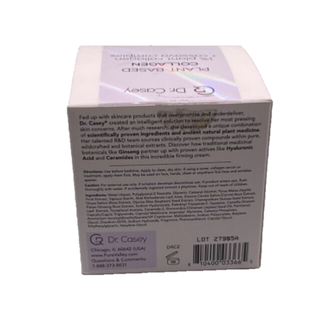 Dr. Casey Plant-Based Collagen Firming Night Cream Casava Complex 1.75 oz. NEW!