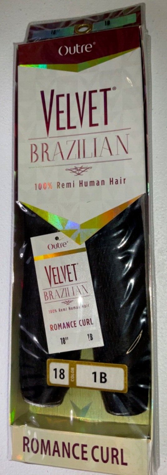 Outre Velvet Brazilian 100% Remi Human Hair Romance Curl/Color 1B/ (18 inches)