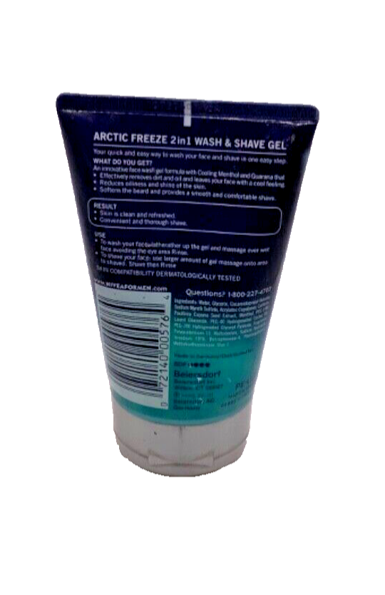 (1) Nivea For Men Cool Kick Arctic Freeze Wash & Shave Gel 2in1 3.3oz