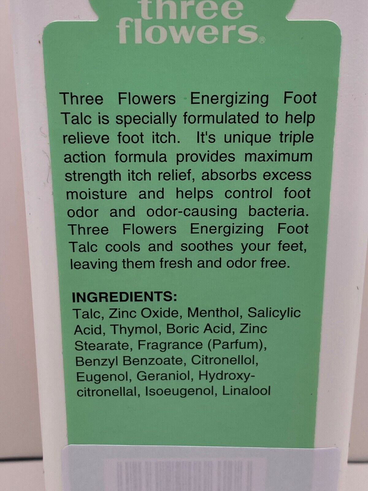 Tres Flores Three Flowers Energizing Foot Talc - 9 oz 