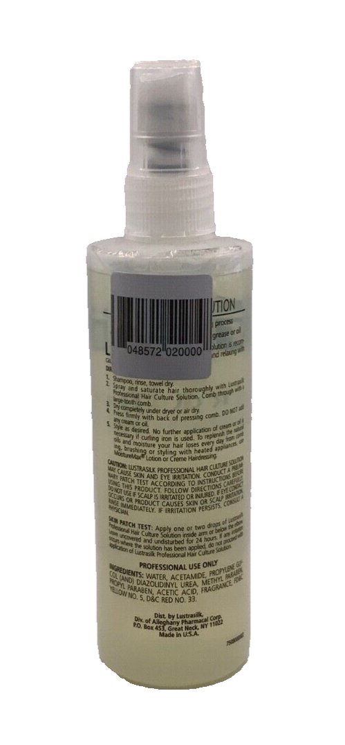 Vintage Lustrasilk Hair Culture Solution for Pressing & Styling Curly Hair 8 oz