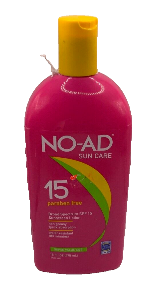 NO-AD Sun Care SPF 15 Sunscreen Lotion Paraben Free 16oz Original Formula