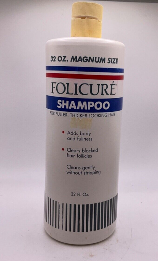 Folicure Shampoo For Fuller Thicker Looking Hair 32 oz Magnum Size BROKEN CAP