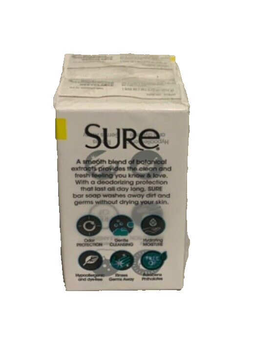 Sure Unscented Deodorizing Bar Soap 2 Bars 4.12oz (Per Bar)