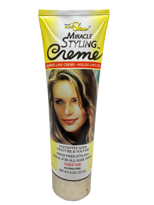 HASK PURE SHINE-MIRACLE STYLING CREME -SHINES LIKE CREME-HOLDS LIKE GEL-8oz.-NEW